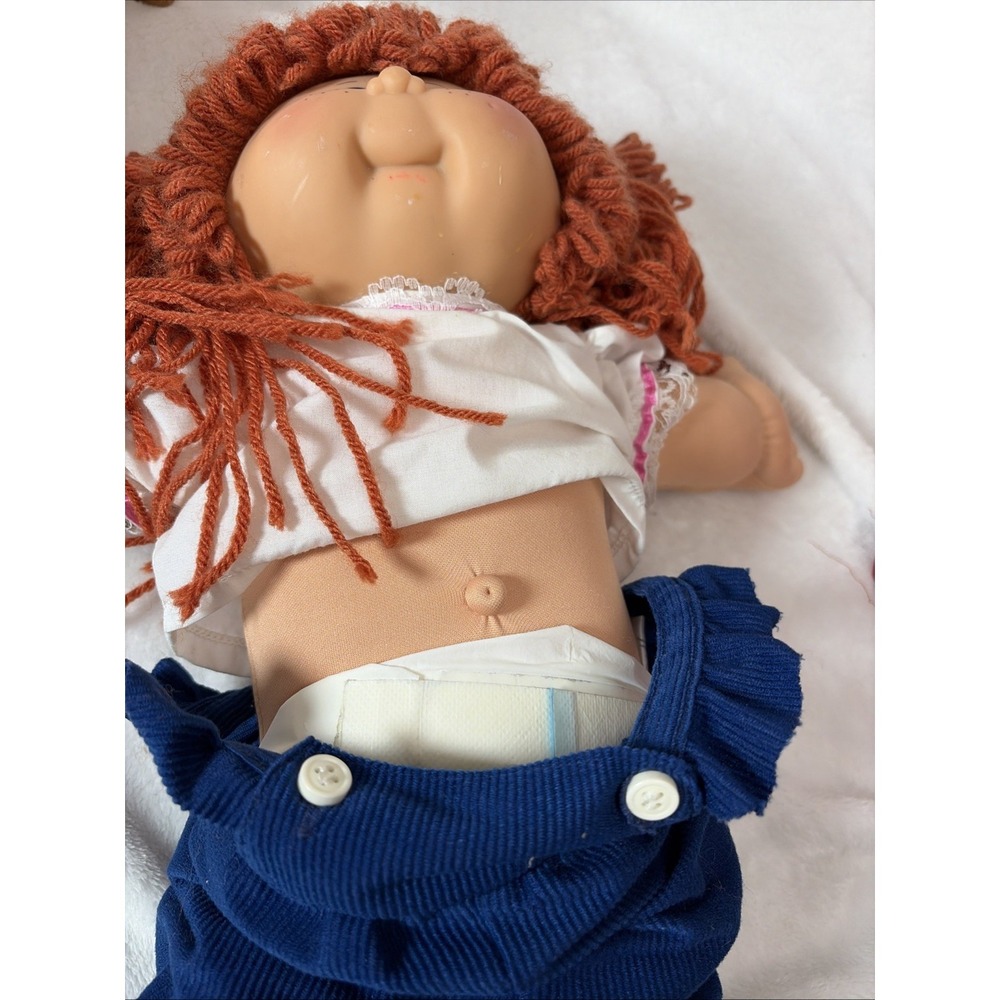 Cabbage patch 25th anniversary red hair freckles blue overalls Rustic Wood Chair - Picture 7 of 16